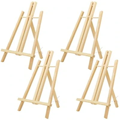 Afbeelding van Belle Vous Tafelschildersezel van hout (4 stuks), 40 cm, natuurlijk grenenhout, voor het tentoonstellen canvas, kinderschilderijen en lijsten