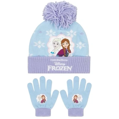 Afbeelding van Disney Frozen handschoen en muts voor kinderen, meisjes, Anna Elsa, accessoires ijskoningin, één maat, blauw, Blauw