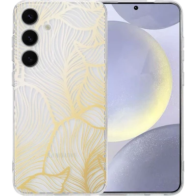 Afbeelding van imoshion hoesje Geschikt voor Samsung Galaxy S25 Plus Siliconen Design Meerkleurig / Golden Leaves Transparant