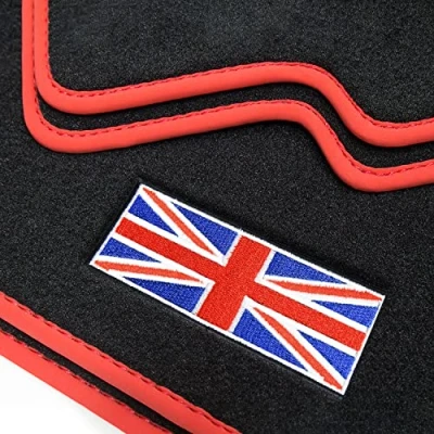 Afbeelding van teileplus24 511 Exclusieve vloermatten met Union Jack logo voor Mini II 2 R56 2006 Siernaden