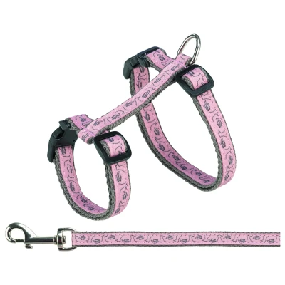 Afbeelding van Trixie Kattentuig Met Riem Grijs / Roze 27 45 CM/13 MM 120 CM