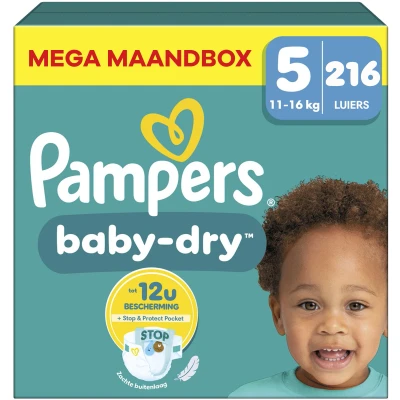 Afbeelding van Pampers Baby Dry Maat 5 Maandbox 216 luiers 11/16KG