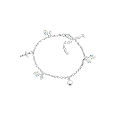 Afbeelding van Elli Dames Armband Kruis Hart Anker met Kristallen in 925 Sterling Zilver