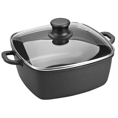 Afbeelding van Lacor 25829 vierkante kookpan van gegoten aluminium met glazen deksel 28 x cm