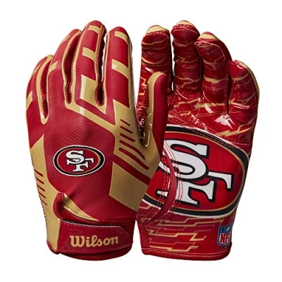 Afbeelding van Wilson NFL Receiver Gloves Stretch Fit Team San Francisco 49&#039;ers YOUTH One Size