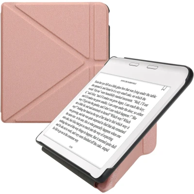 Afbeelding van kwmobile E reader hoesje geschikt voor Kobo Libra Colour hoes Ereader flip case met standaard cover van kunstleer In roségoud