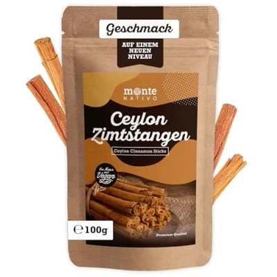 Afbeelding van Monte Nativo Ceylon kaneelstokjes (100 g), kaneel voor decoratie, eetbare kaneelstokjes, perfect glühwein en winterthee, kerstfeest