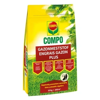 Afbeelding van COMPO Gazonmeststof Plus met indirecte werking tegen onkruid en mos voedt tot 8 weken lang zak 10 kg (200 m²)