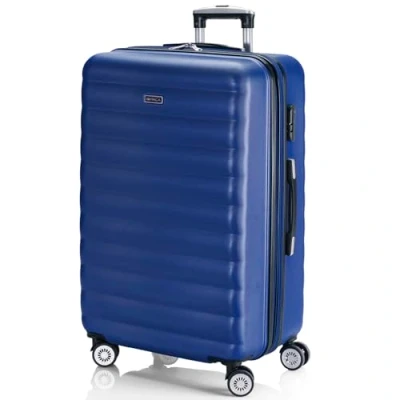 Afbeelding van ITACA 3 delige set harde koffers 55/65/75 cm ABS 4 wieltjes, uittrekbaar, robuust en licht, handbagage, medium grote koffer, kwaliteit merk 71200, blauw