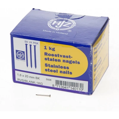 Afbeelding van Hjz RVS nagels bombe kop 1.6 x 20mm 1kg