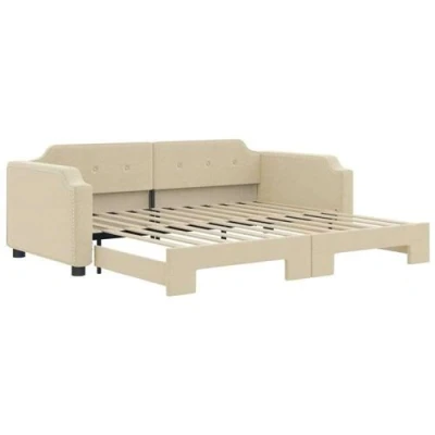 Afbeelding van vidaXL Slaapbank met onderschuifbed 80x200 cm stof crèmekleurig
