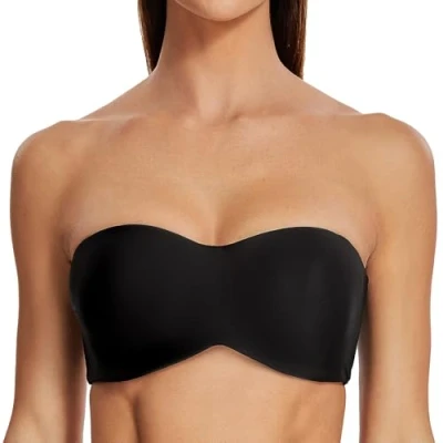 Afbeelding van MELENECA Soutiens gorge minimiseurs sans bretelles non doublés pour gros bustes avec bande transparente à armatures, Noir, 80D