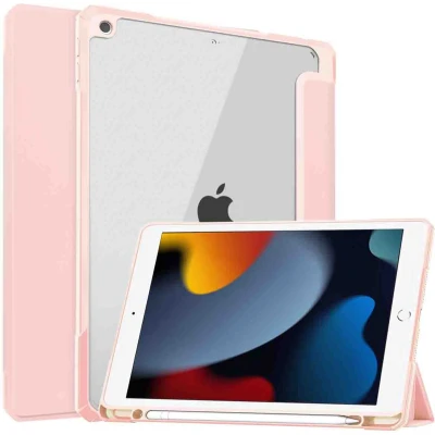 Afbeelding van iMoshion Tablet Hoes Geschikt voor iPad 9 (2021) 9e generatie / 7 (2019) 7e 8 (2020) 8e Trifold Hardcase Bookcase Roze