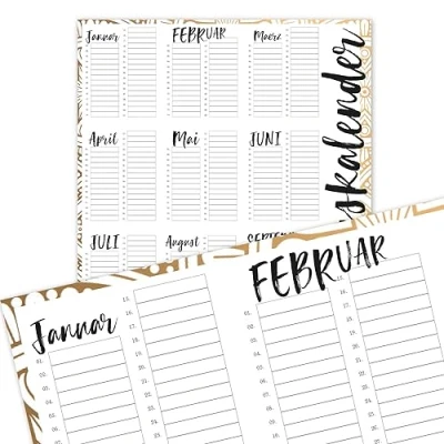 Afbeelding van Verjaardagskalender in beige goud, DIN A3, onafhankelijke jaarkalender, wandkalender voor meisjes, vrouwen, WG, het hele gezin, dv_299