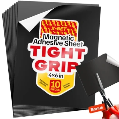 Afbeelding van Magnetische vellen met zelfklevende achterkant, 10 stuks, elk cm x 15 cm, zacht magneetpapier voor knutselen en knutselen, magneetvellen stickers foto fotomagneten