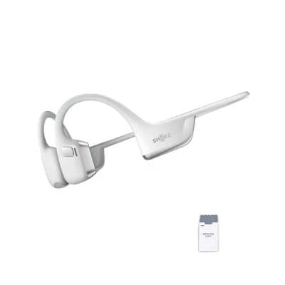 Afbeelding van SHOKZ OpenRun Pro 2 Beengeleidingshoofdtelefoon, draadloos, Bluetooth 5.3, ruisonderdrukkende microfoons, IP55 waterdicht, 12 uur batterijduur, USB C snel opladen, zilverkleurig