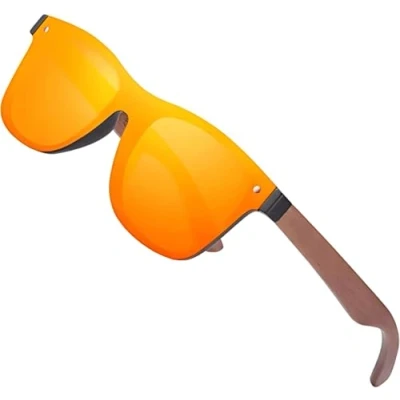 Afbeelding van KINGSEVEN Houten zonnebril voor dames en heren I Gepolariseerde met walnoothouten frame Uv400 bescherming Modieuze spiegelglazen zonder 5504 oranje,, Oranje