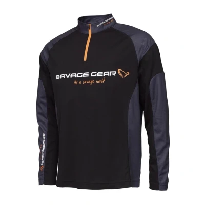 Afbeelding van Savage Gear Tournament Shirt 1/2 Zip Size M Black Ink Vis trui
