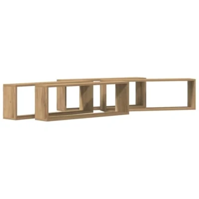 Afbeelding van vidaXL Wandplank Set van 4 Eiken Bewerkt hout 80 x 15 26 cm