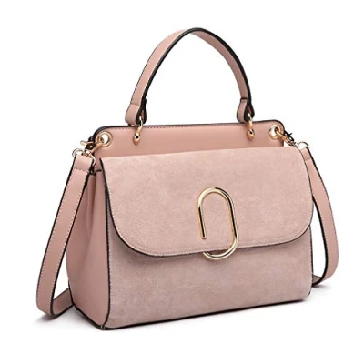 Afbeelding van Miss Lulu Handtas Handvat Tas Vrouwen Koppelingen Elegant Schoudertas Suède Kunstenaar Aarde (Roze)