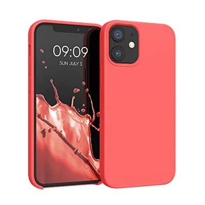Afbeelding van kwmobile telefoonhoesje geschikt voor Apple iPhone 12 mini Hoesje met siliconen coating Smartphone case in levendig koraal