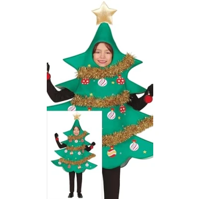 Afbeelding van GUIRMA Kerstboomkostuum voor kinderen (7 9 jaar) Tuniek Kerstkostuum, Nieuwjaar en kerstboom Ideaal jongens meisjes Groen