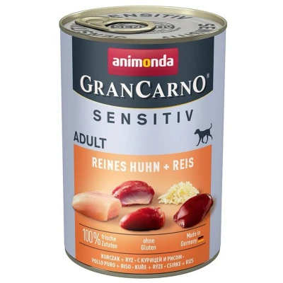 Afbeelding van 6x400g animonda GranCarno Adult Sensitive Puur Kip &amp; Rijst Honden Natvoer