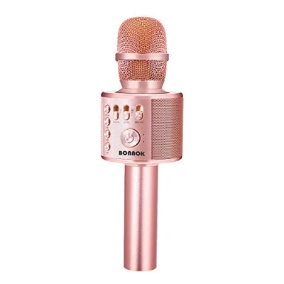Afbeelding van BONAOK Draadloze Bluetooth Karaoke Microfoon, 3 in 1 Draagbare Handbediend Microfoon Kind, Verjaardagscadeau Huis feest Apparatuur voor iPhone, Android, PC (Rose goud plus )