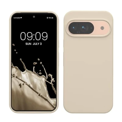 Afbeelding van kwmobile hoesje geschikt voor Google Pixel 9 / Pro case Siliconen telefoonhoesje Telefoon beschermhoes Smartphone cover in crème