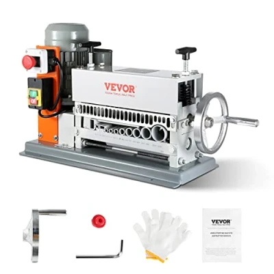 Image de VEVOR Machine à Dénuder Électrique 1,5 40 mm Dénudeur Câble Auto Motorisé 370 W Dénudeuse Manuelle 27 m/min Pince Dépouillement Fil avec Manivelle 11 Canaux de Dénudage pour Recyclage Cuivre