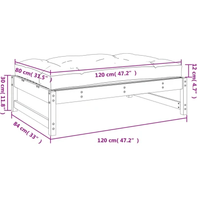 Afbeelding van Tuinvoetenbank 120X80 Cm Geïmpregneerd grenenhout 1 / Wit Voetensteun