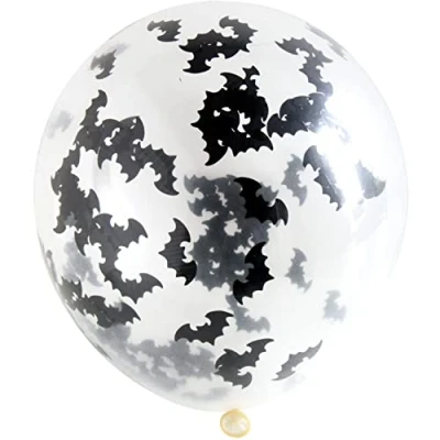 Afbeelding van Ballonnen met vleermuis confetti 4 stuks