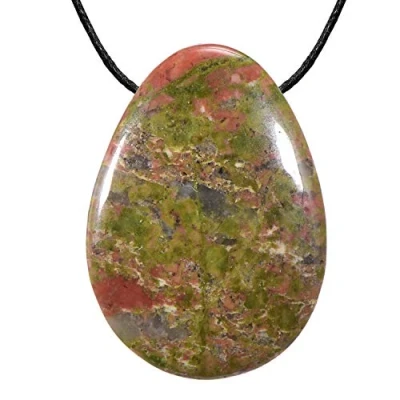 Afbeelding van Morella stoffen ketting 80 cm met edelsteen druppelhanger rozenkwarts in sieradenzakje