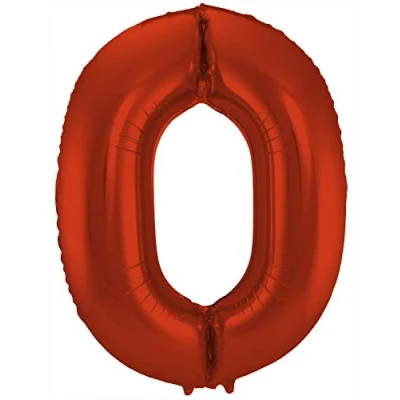 Afbeelding van Folie ballon cijfer 0 Rood Metallic Mat 86cm