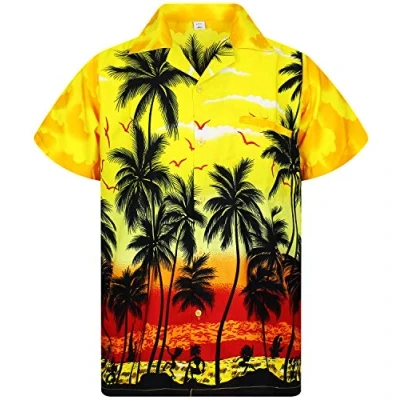 Afbeelding van V.H.O. Original King Kameha Funky Hawaïhemd voor heren, XS 12XL, korte mouwen, voorzak, Hawaii print, bierflesfeest, vele kleuren