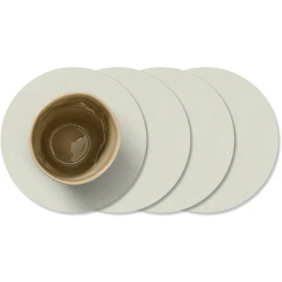 Afbeelding van LIND DNA Onderzetters Nupo Leer Linen ø 10 cm 4 Stuks