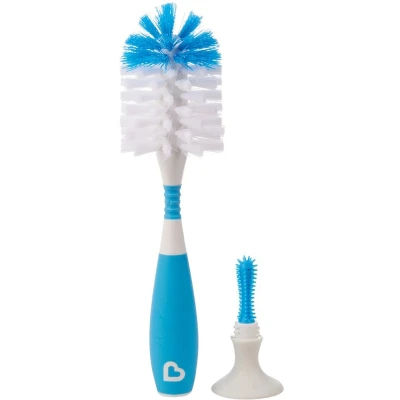 Afbeelding van Munchkin Bristle Flessenborstel Schoonmaakborstel Met Zuignap Voor Flessen en Spenen Blauw