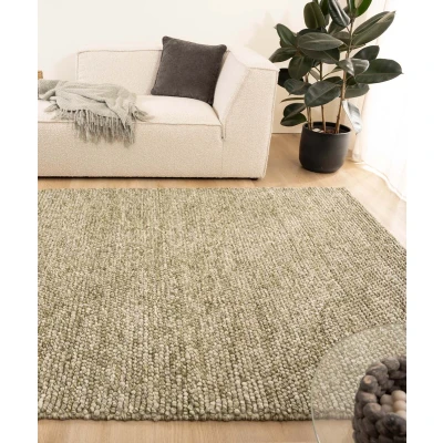 Afbeelding van Wollen Vloerkleed Fjell Olijfgroen 160x240 Cm