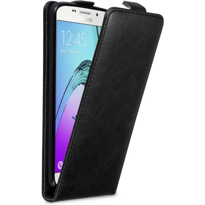 Afbeelding van Cadorabo Hoesje geschikt voor Samsung Galaxy A5 2016 in KAVIAAR ZWART Beschermhoes Case Cover flip design, gemaakt van glad kunstleder