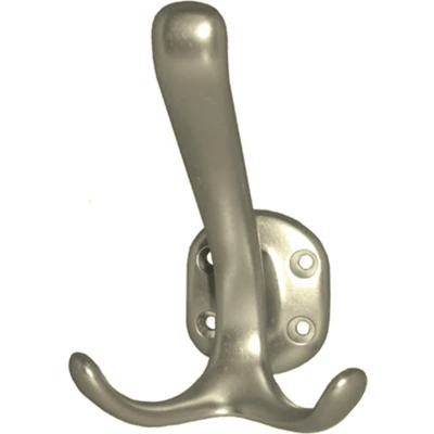 Afbeelding van Hermeta Hoed/Jashaak dubbele haak aluminium champagnekleur