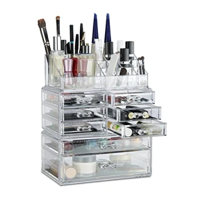 Afbeelding van Relaxdays Make up Organizer Sieradendoosje Cosmetica Transparant