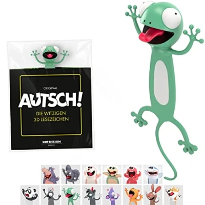 Afbeelding van KXT Grappige 3D bladwijzer Originele AUTSCH! Cartoon dieren grappig cadeau voor kinderen en volwassenen (gekko)