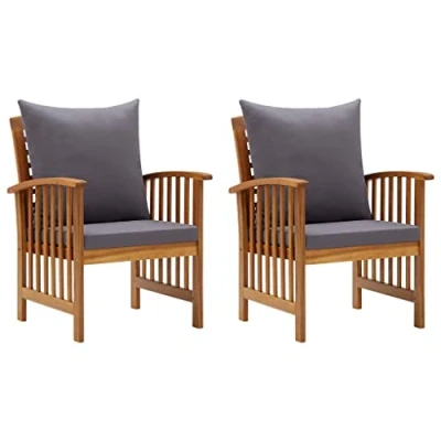 Afbeelding van Tuinstoelen 2 St Met Kussens Massief Acaciahout