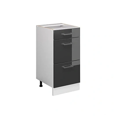 Afbeelding van Vicco Keukenonderkast R Line, Antraciet Hoogglans/Wit, 40 cm met laden, zonder werkblad