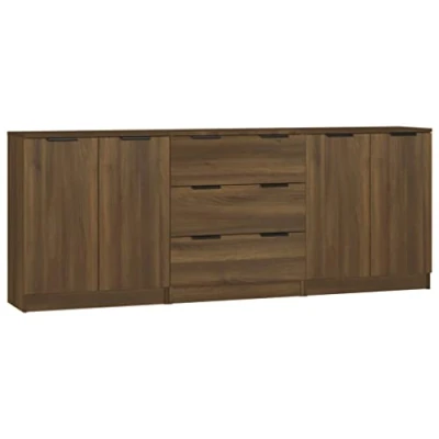 Image de vidaXL Buffets 3 pcs Chêne marron Bois d&#039;ingénierie3115787