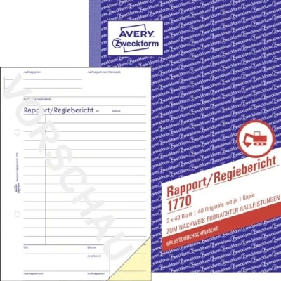 Afbeelding van Avery Zweckform Regierapportformulier 1770 DIN A5 Aantal paginas: 40