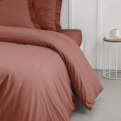 Image de Housse de couette Essential 240 x 260 cm 2 personnes 100% Coton uni Terracotta