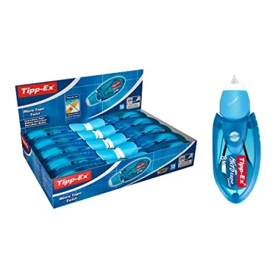 Image de BIC Tipp Ex Micro Tape Twist Rubans Correcteurs Très Résistants &amp; Pratiques de 8 m x 5 mm Corps Bleu, Boîte 10