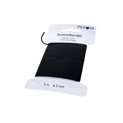 Afbeelding van perdix Rubberen koord 2 mm 5 m zwart voor tent, rugzak, tuin, sieraden, koord, hoed, elastiek