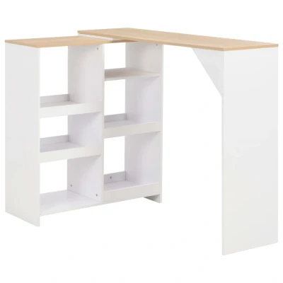 Afbeelding van Bartafel met verplaatsbaar schap 138x39x110 cm wit